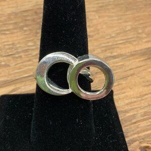 925 Silver Geometric Interlocking Double Open Circles Ring Size 9